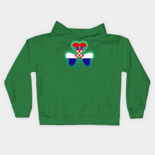 Croatian Flag for st patricks day, Irish Shamrock Kids Hoodie